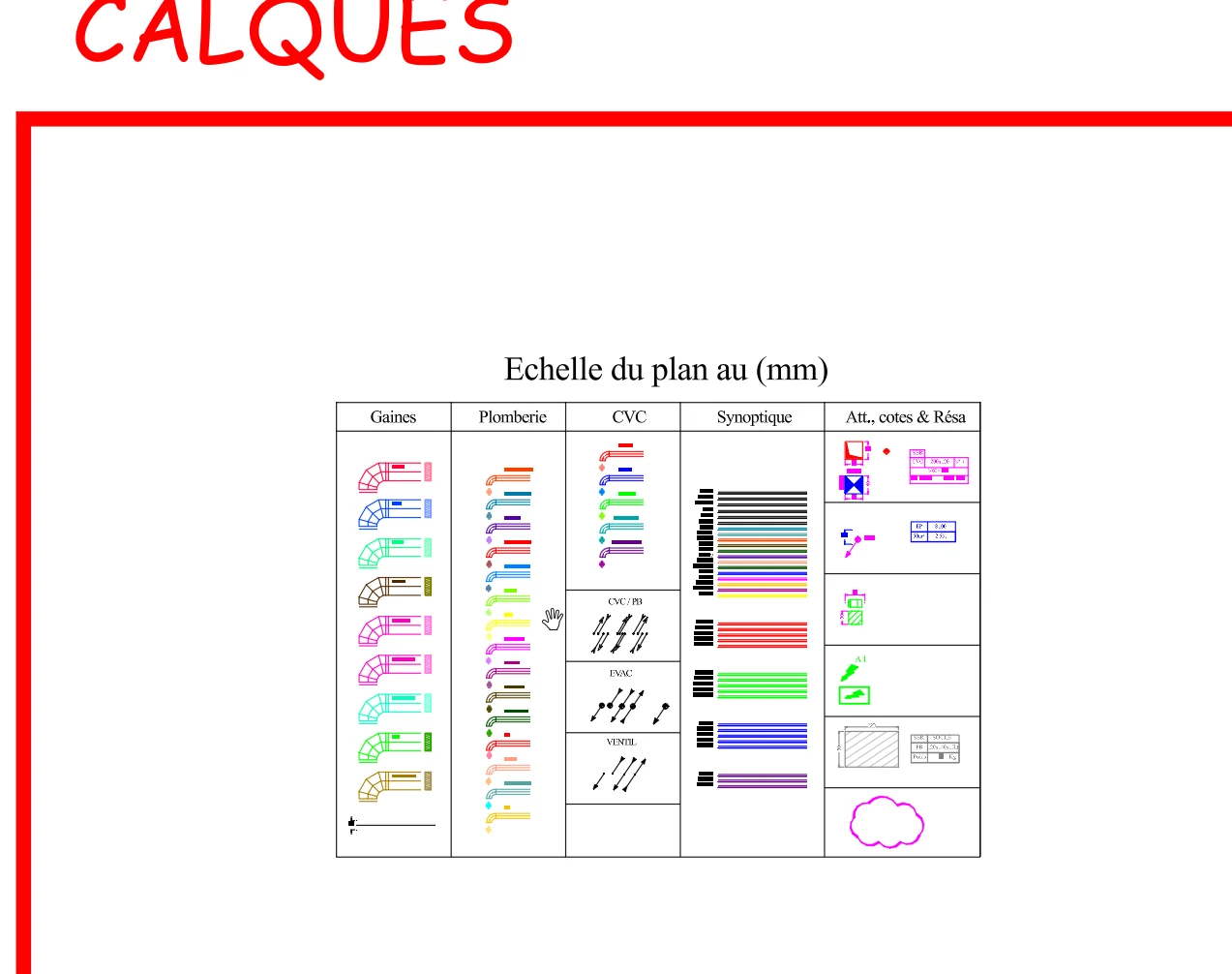 Bibliothèque échelle mm - Vue 2 - aperçu DAO DWG
