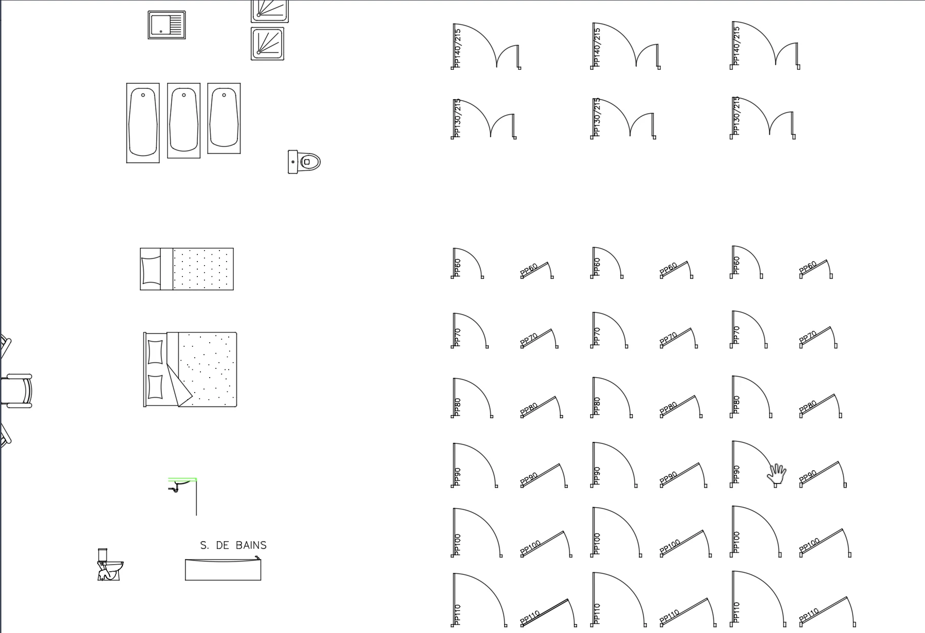 Équipements architecturaux - Vue 3 - aperçu DAO DWG