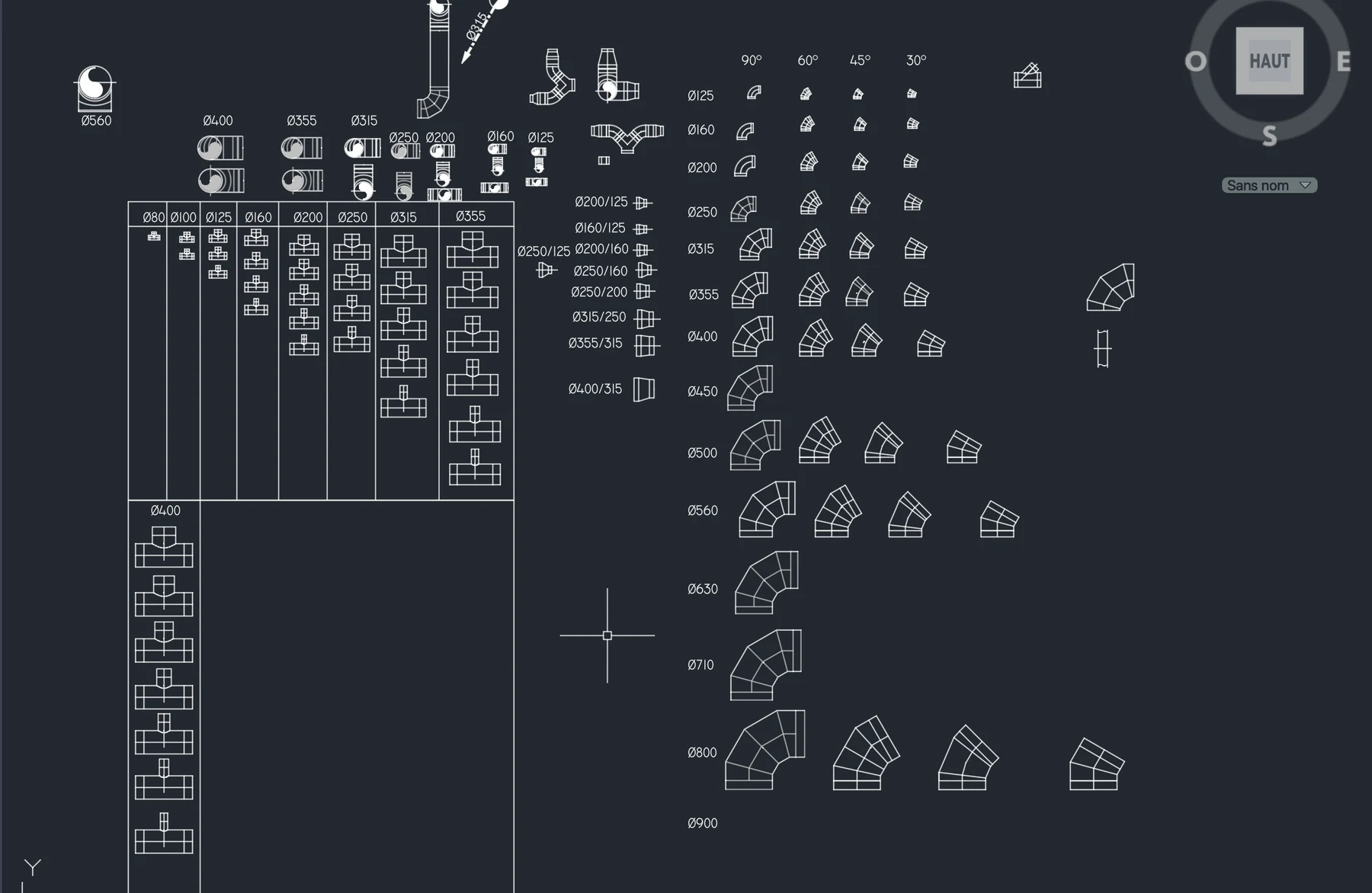 Raccords VMC - Vue 1 - aperçu DAO DWG